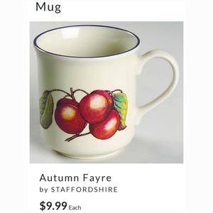 (2)"Autumn Fayre" 10oz Mugs🍒🍑 Pristine by Staffordshire 🇬🇧